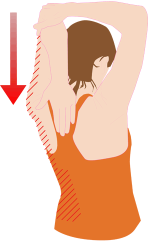 腕の後ろを伸ばすストレッチ